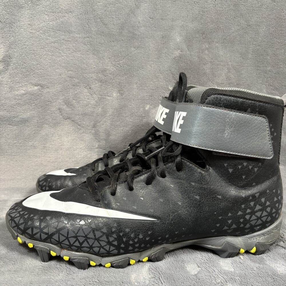 NIke Football Cleats Mid Strap Black Gray Men's 12.5 880109-002 Savage Shark